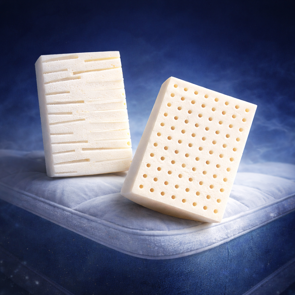 Illustration of two perforated CoreLift latex pieces.